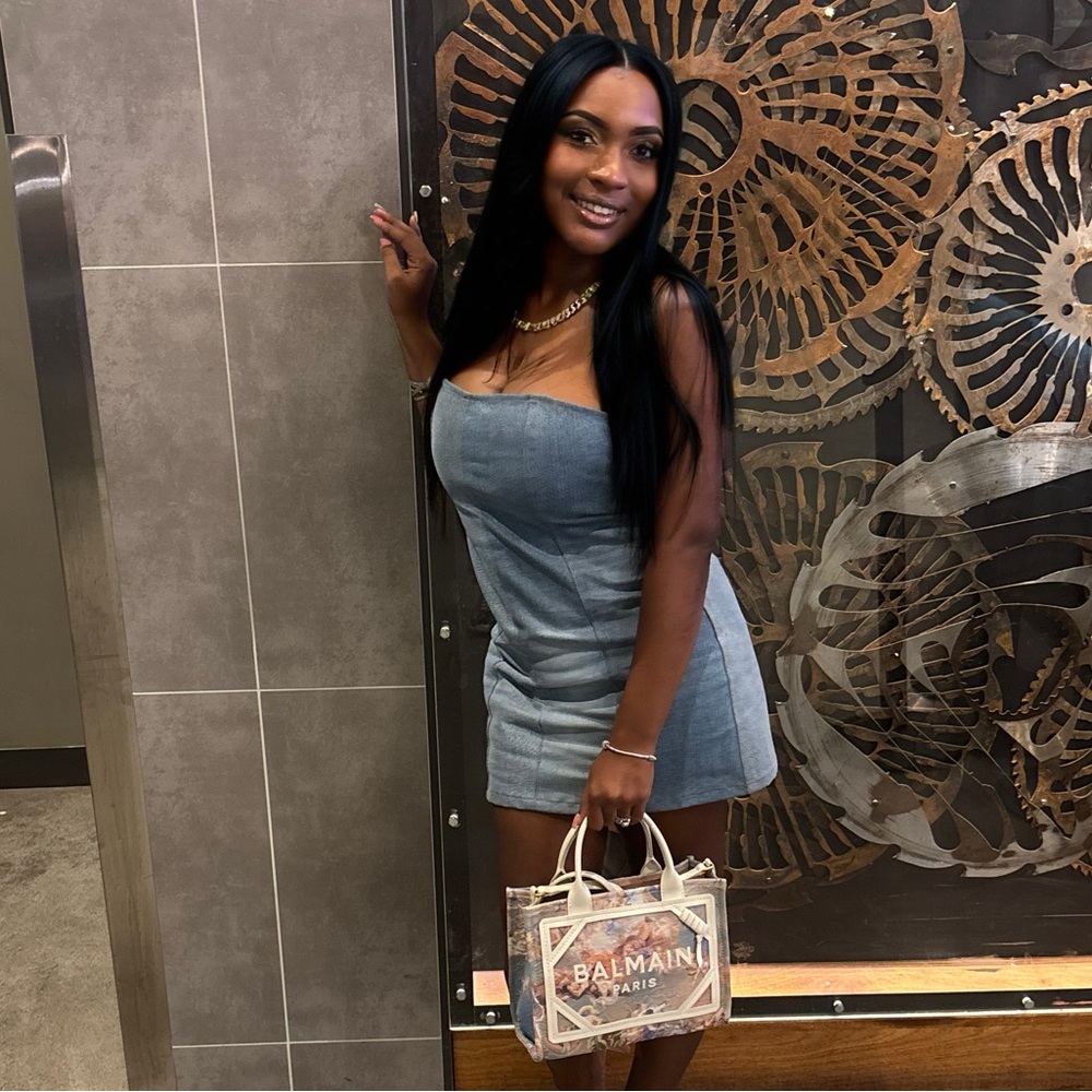 EB Denim Blue Strapless Dress